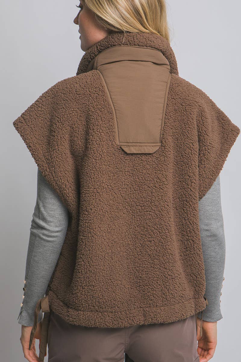 Teddy Brown Sherpa Oversized Vest