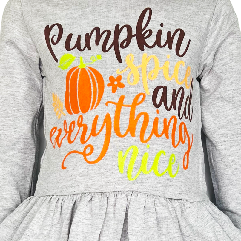 Girls Autumn Graphic Pumpkin Shirt & Floral Leggings Outfit