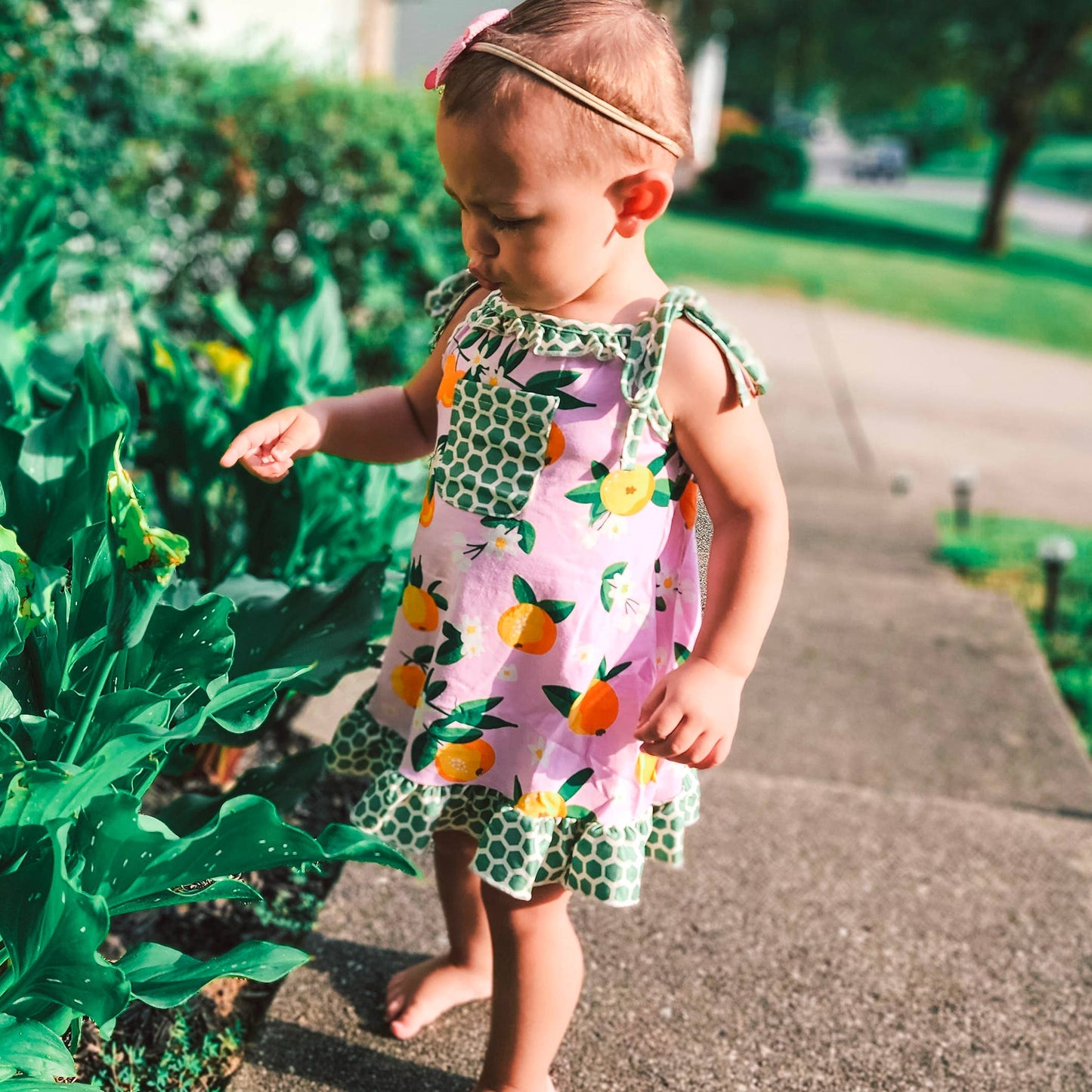 AnnLoren Girls Pink Peach Spaghetti Strap Summer Dress