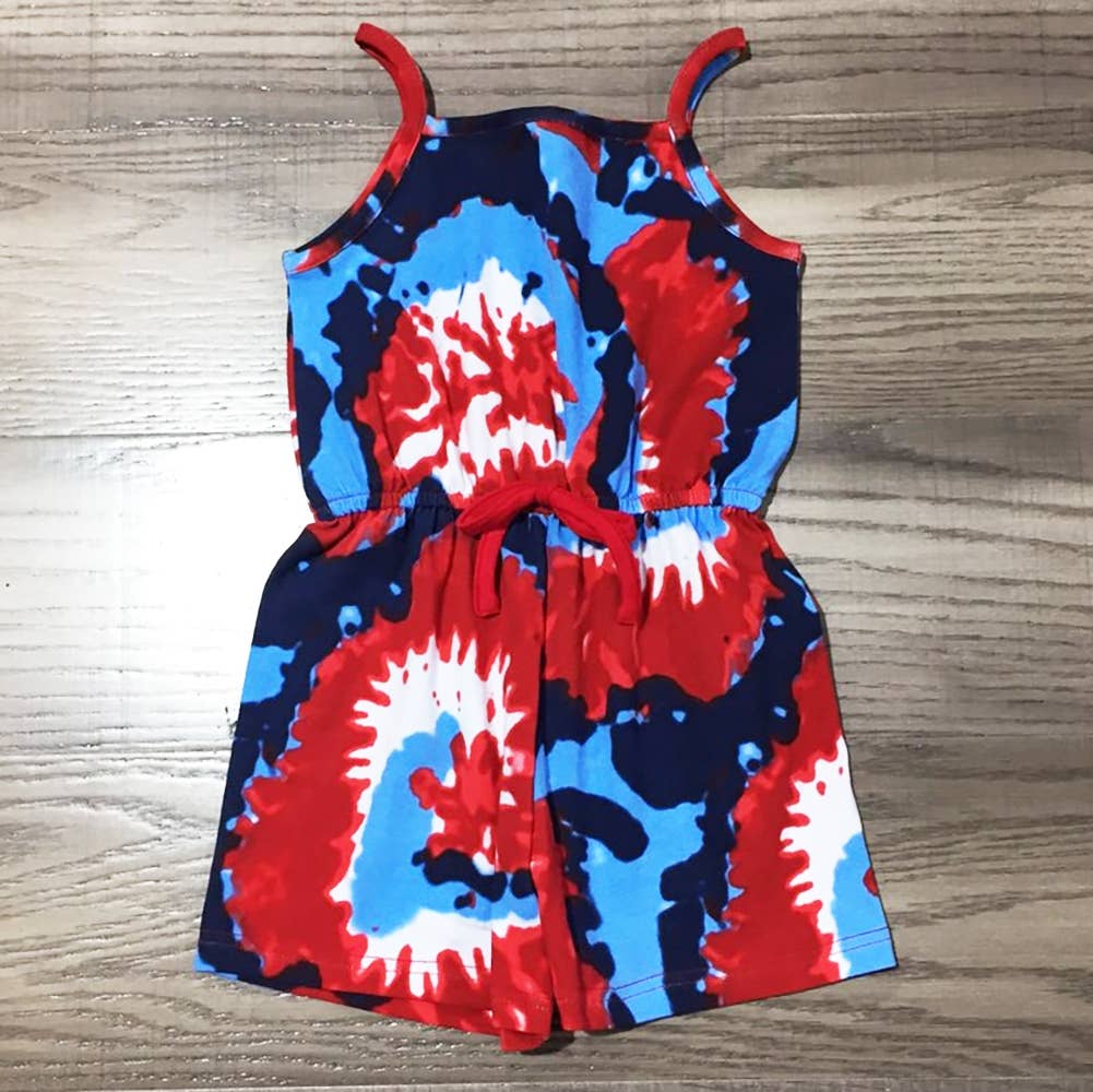 AnnLoren Tie Dye Girls 4th of July Jumpsuit Holiday Romper