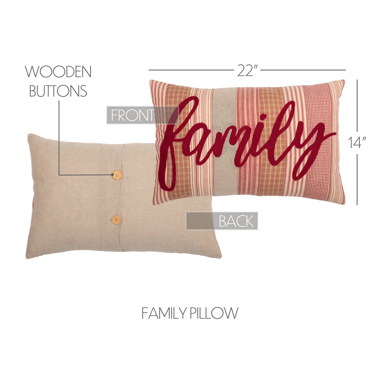 Sawyer Mill Red Family Pillow 14x22