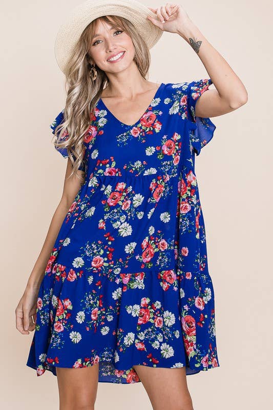 Floral Swing Bubble Chiffon Dress
