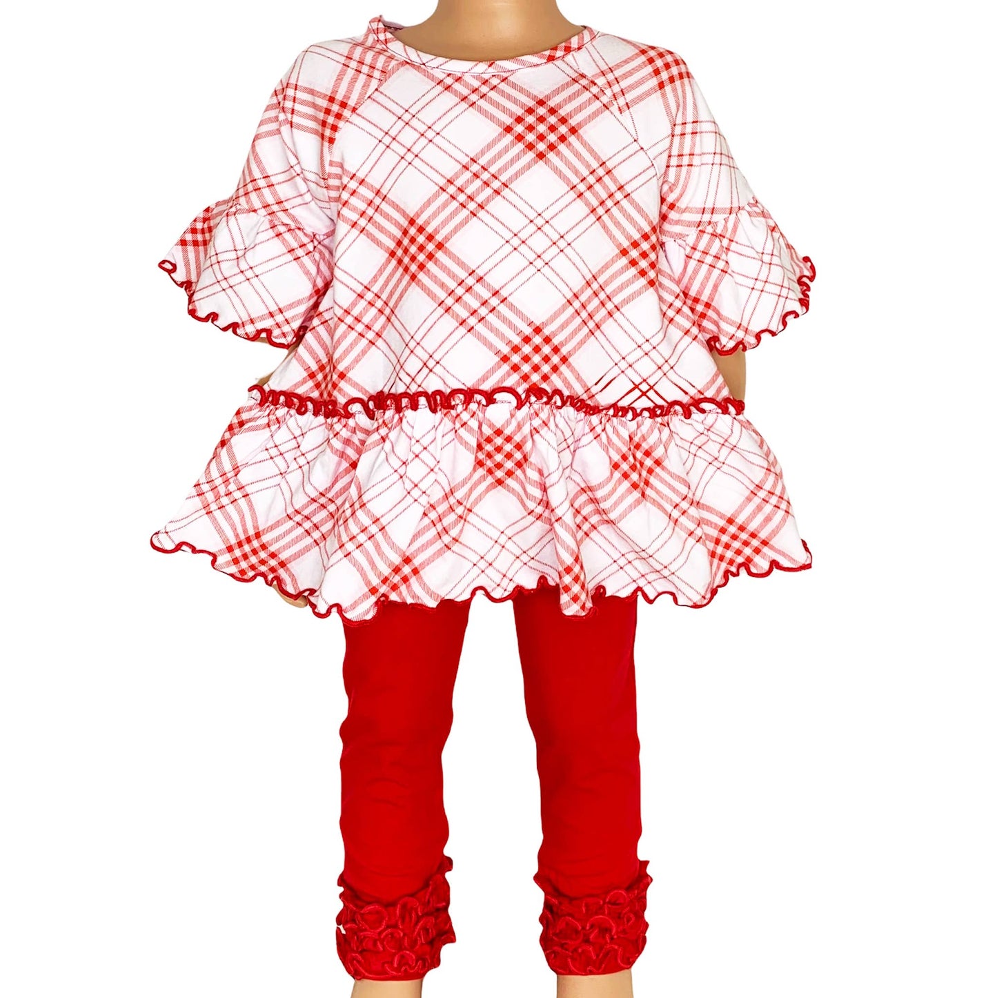 AnnLoren Girls Red Ruffled Butt Leggings Kids Clothing