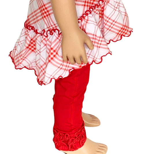 AnnLoren Girls Red Ruffled Butt Leggings Kids Clothing