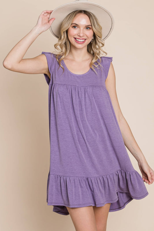 Open Back Solid Babydoll Dress