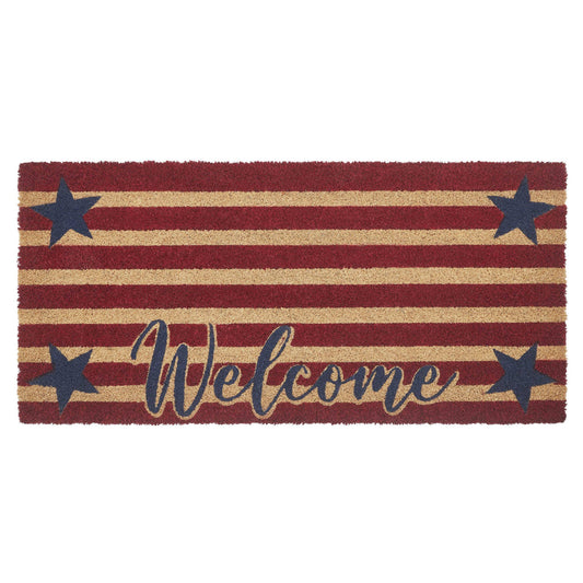 Patriotic Stripes Coir Welcome Rug Rect 17x36