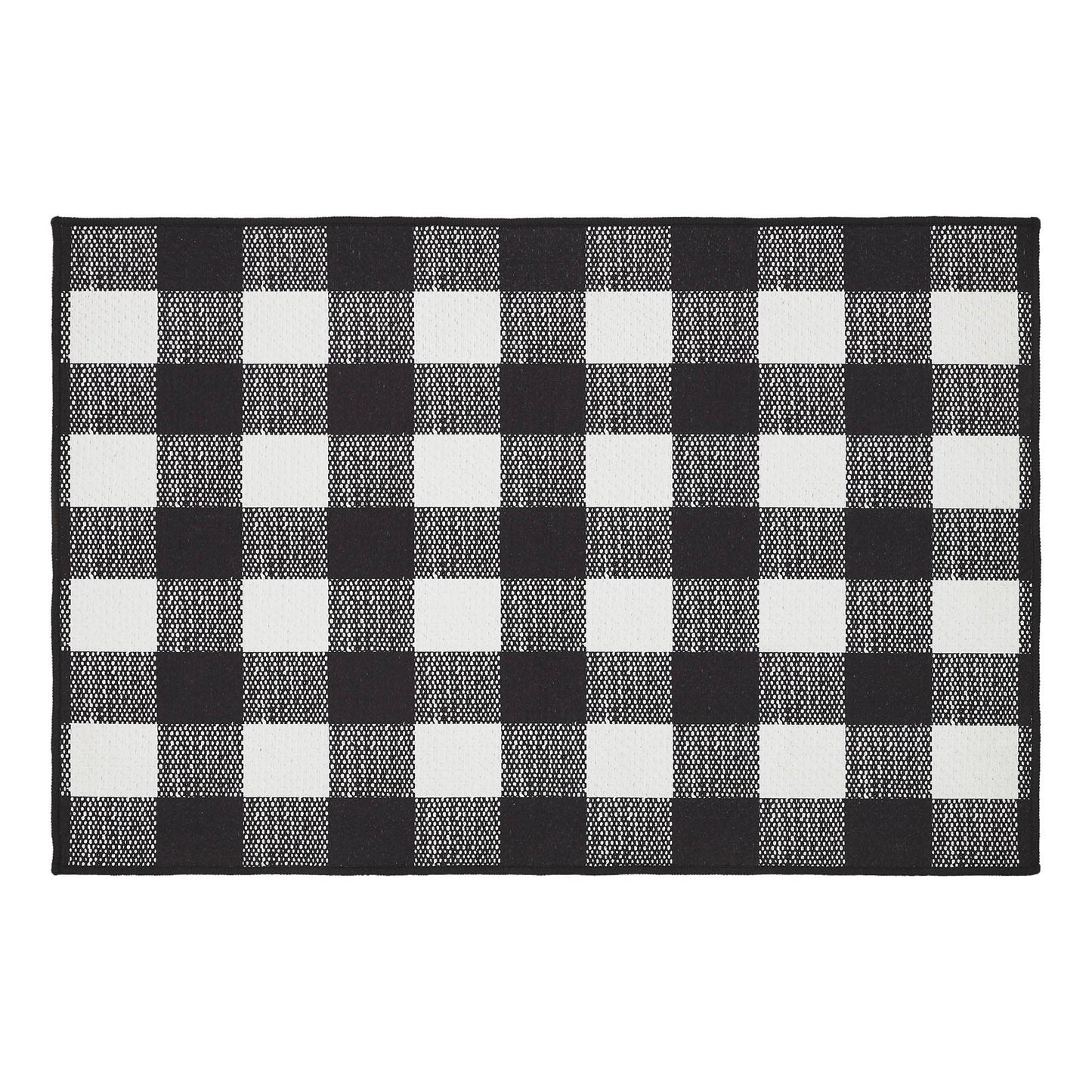 Annie Buffalo Check Black Polyester Rug Rect 24x36