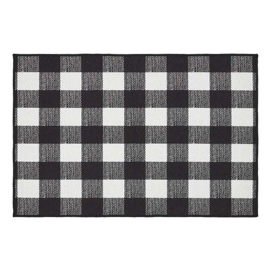 Annie Buffalo Check Black Polyester Rug Rect 24x36