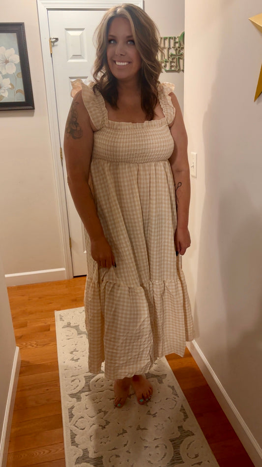 Checkered Print Smock Dress