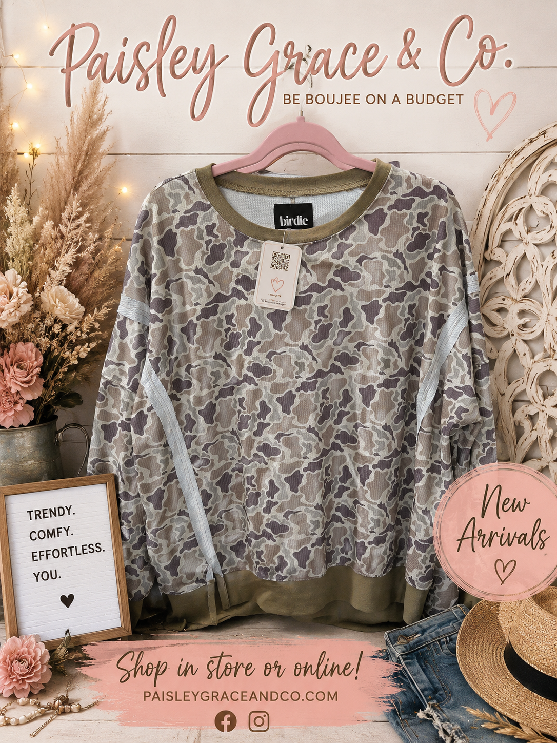 Birdie Duck Camo Long Sleeve Waffle Knit
