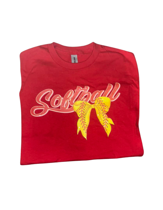 Softball Short Sleeve Tshirt with Bow