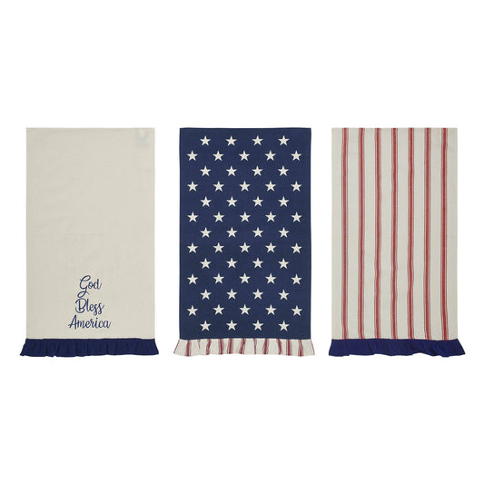 Hatteras Stars GBA Ruffled Tea Towel Set of 3 16x28
