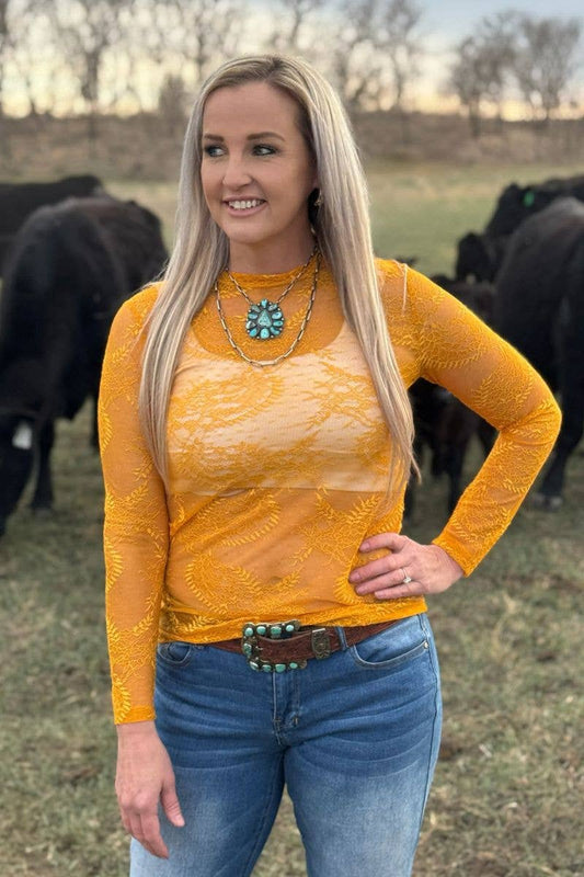 Golden Afternoon Lace Top