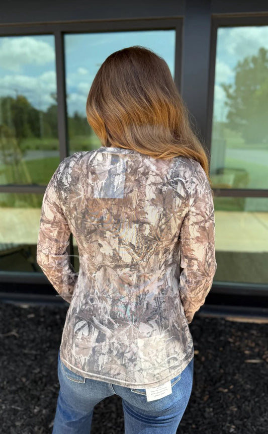 Camo Mesh Top