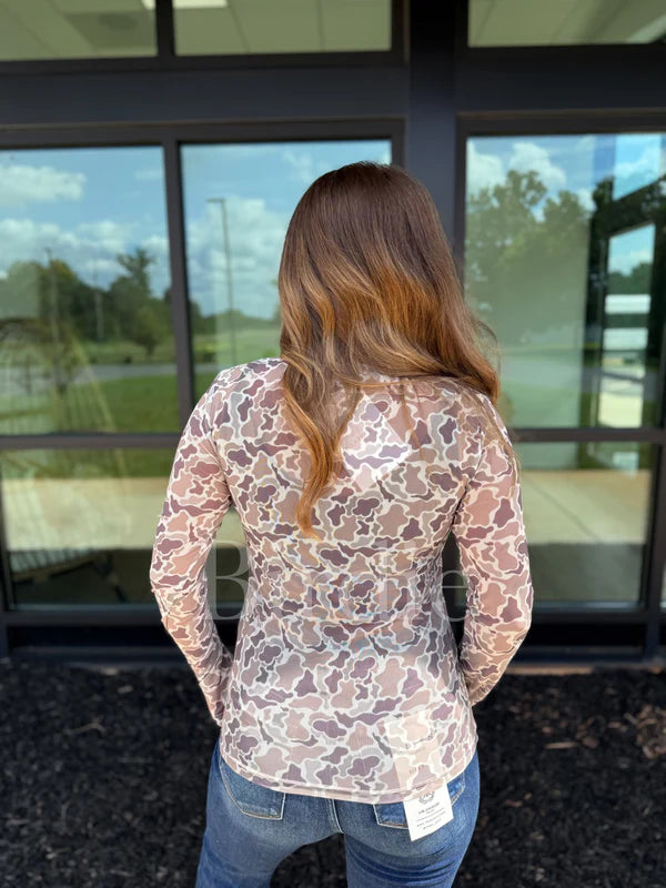 Camo Mesh Top