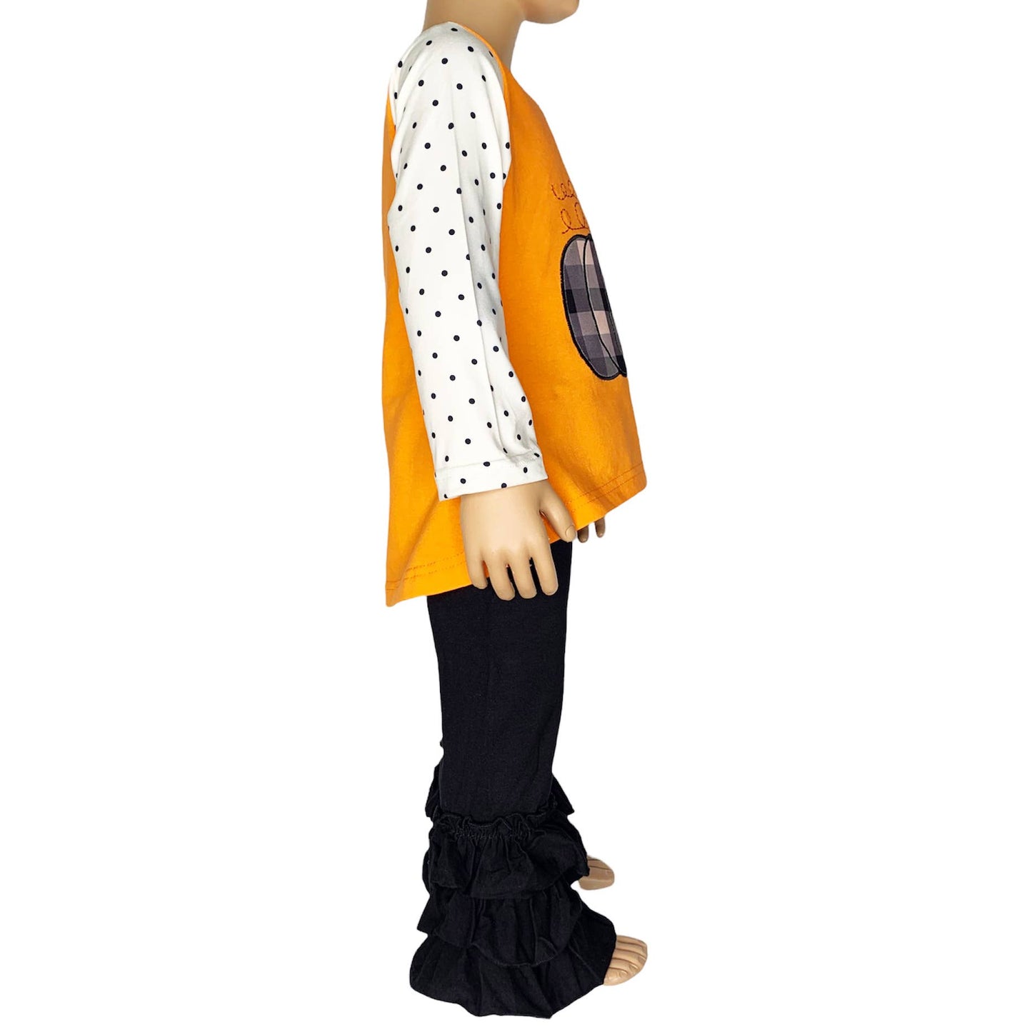 Boutique Orange Plaid Pumpkin Girls Thanksgiving Outfit sz 7