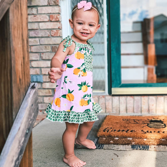 AnnLoren Girls Pink Peach Spaghetti Strap Summer Dress