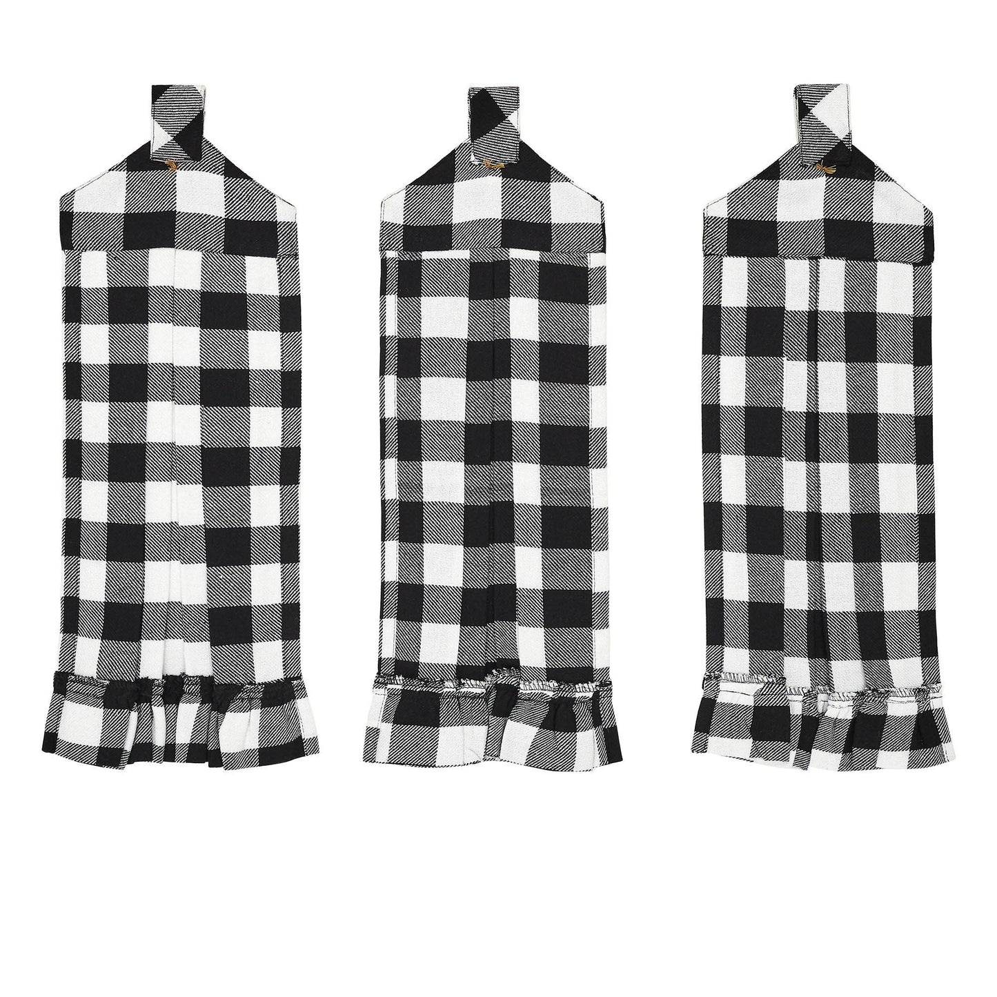 Annie Buffalo Check Black Button Loop Tea Towel Set of 3