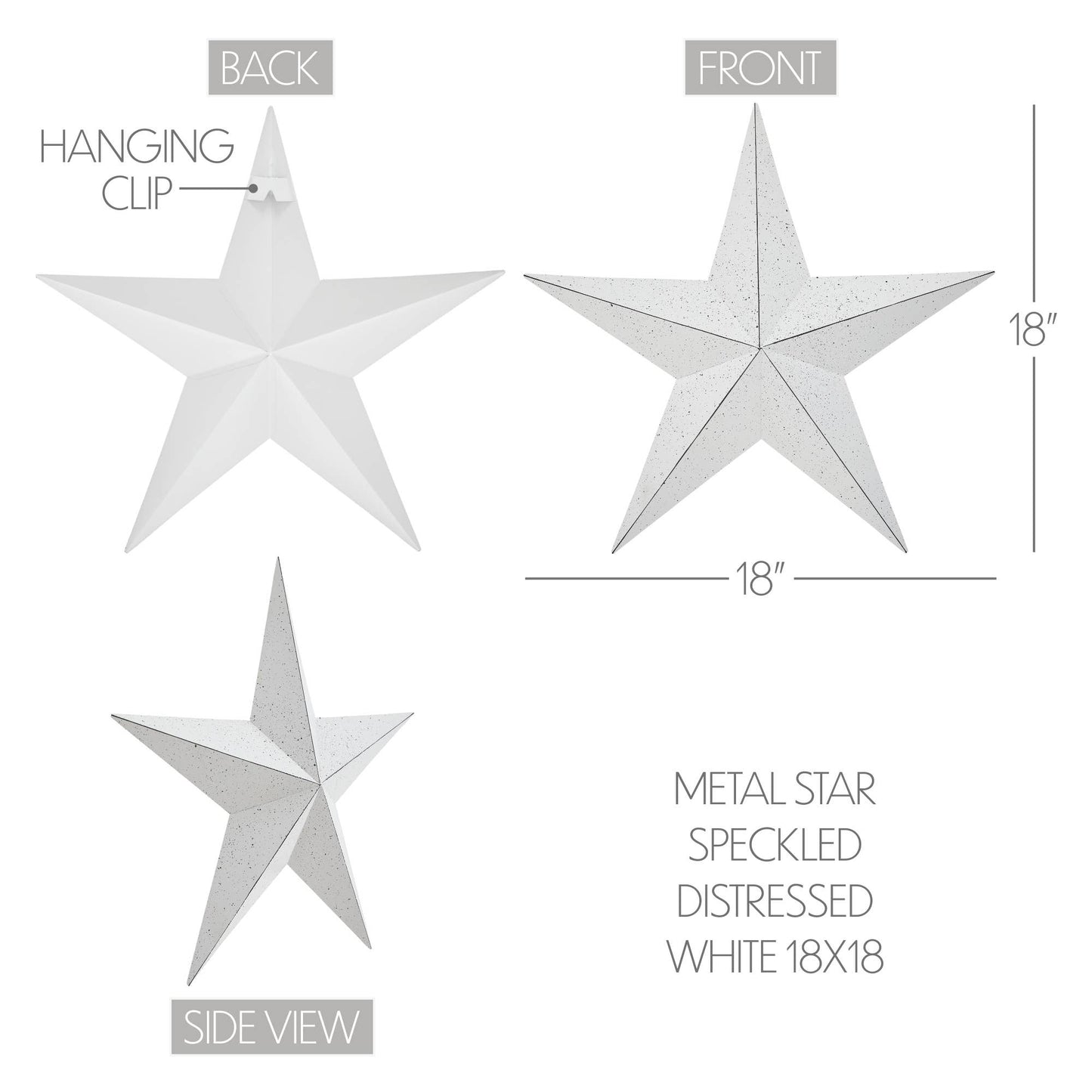 Metal Star Speckled White Distressed 18x18