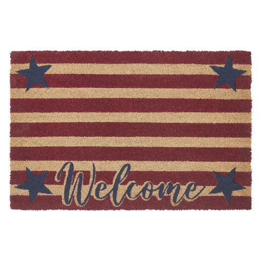 Patriotic Stripes Coir Welcome Rug Rect 20x30
