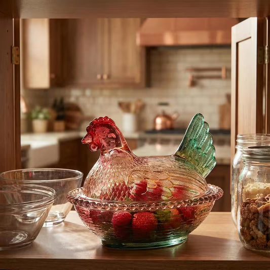 Hen on a Nest Glass jar with lid