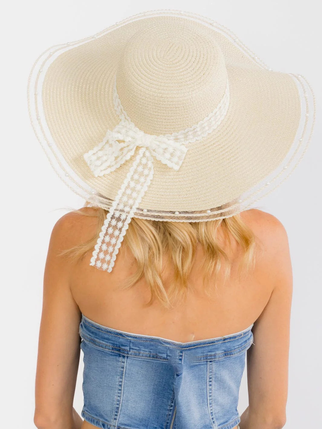 WOMEN'S LACE RIBBON SUN HAT