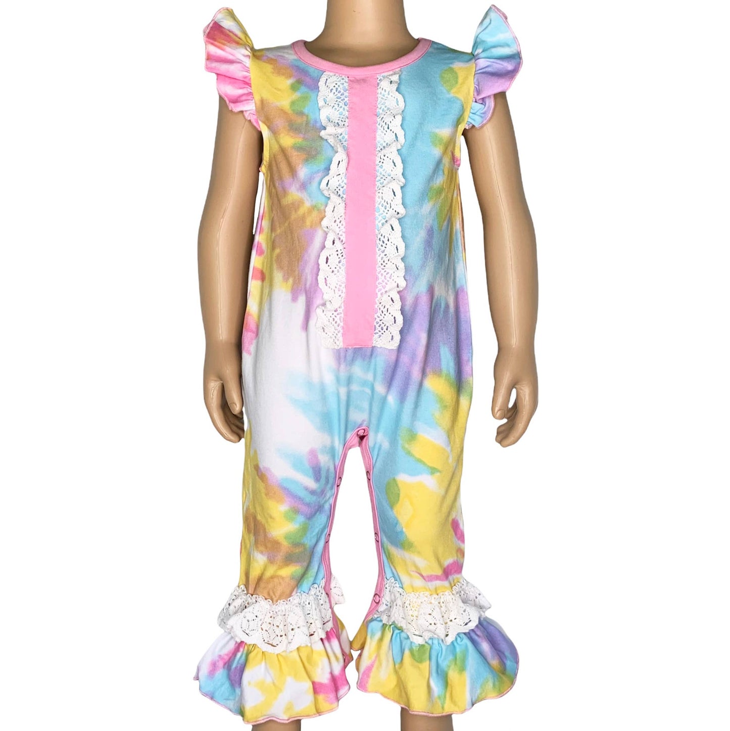 Pastel Tie Dye Baby Girls Spring Romper