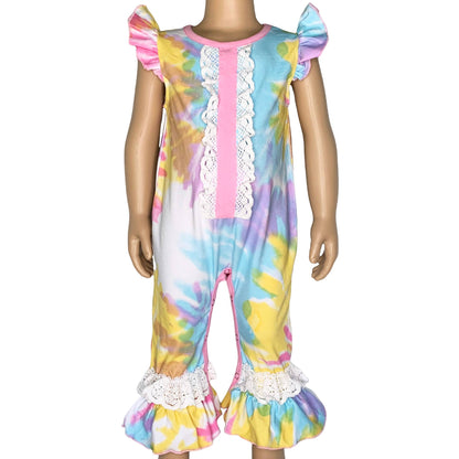 Pastel Tie Dye Baby Girls Spring Romper