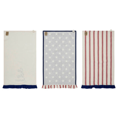 Hatteras Stars GBA Ruffled Tea Towel Set of 3 16x28
