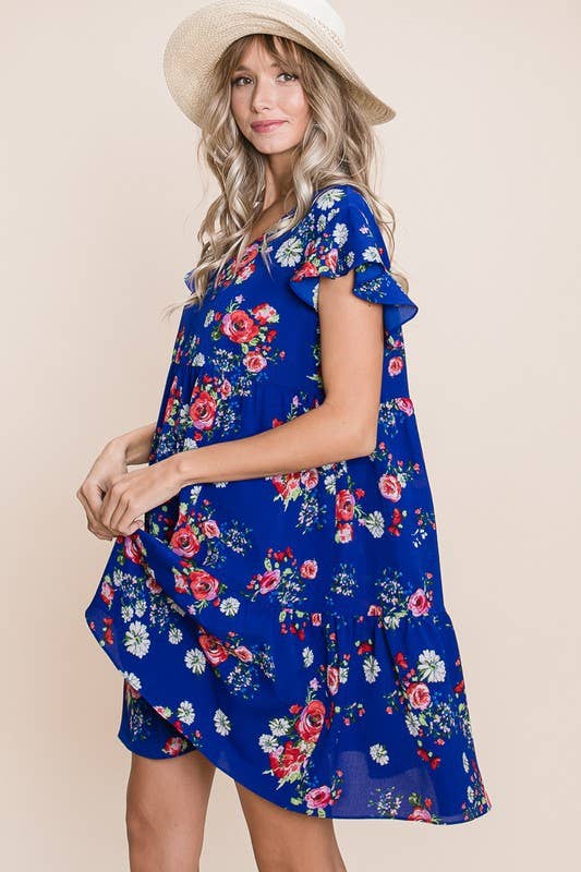 Floral Swing Bubble Chiffon Dress