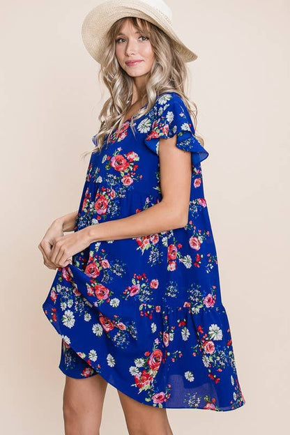 Floral Swing Bubble Chiffon Dress