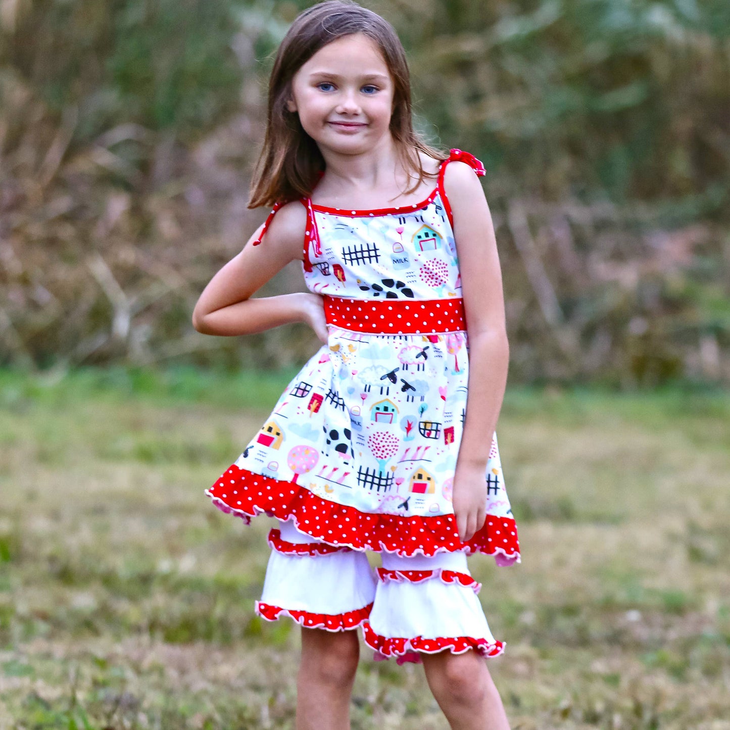 AnnLoren Girls Farm Animals Dress & Shorts Boutique Clothing