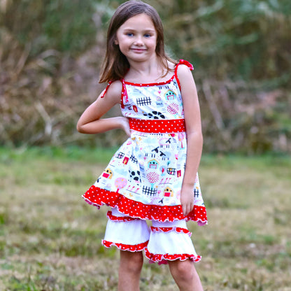 AnnLoren Girls Farm Animals Dress & Shorts Boutique Clothing