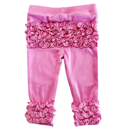 Girls Soft Pink Ruffled Butt Leggings Kids Toddler Clothes