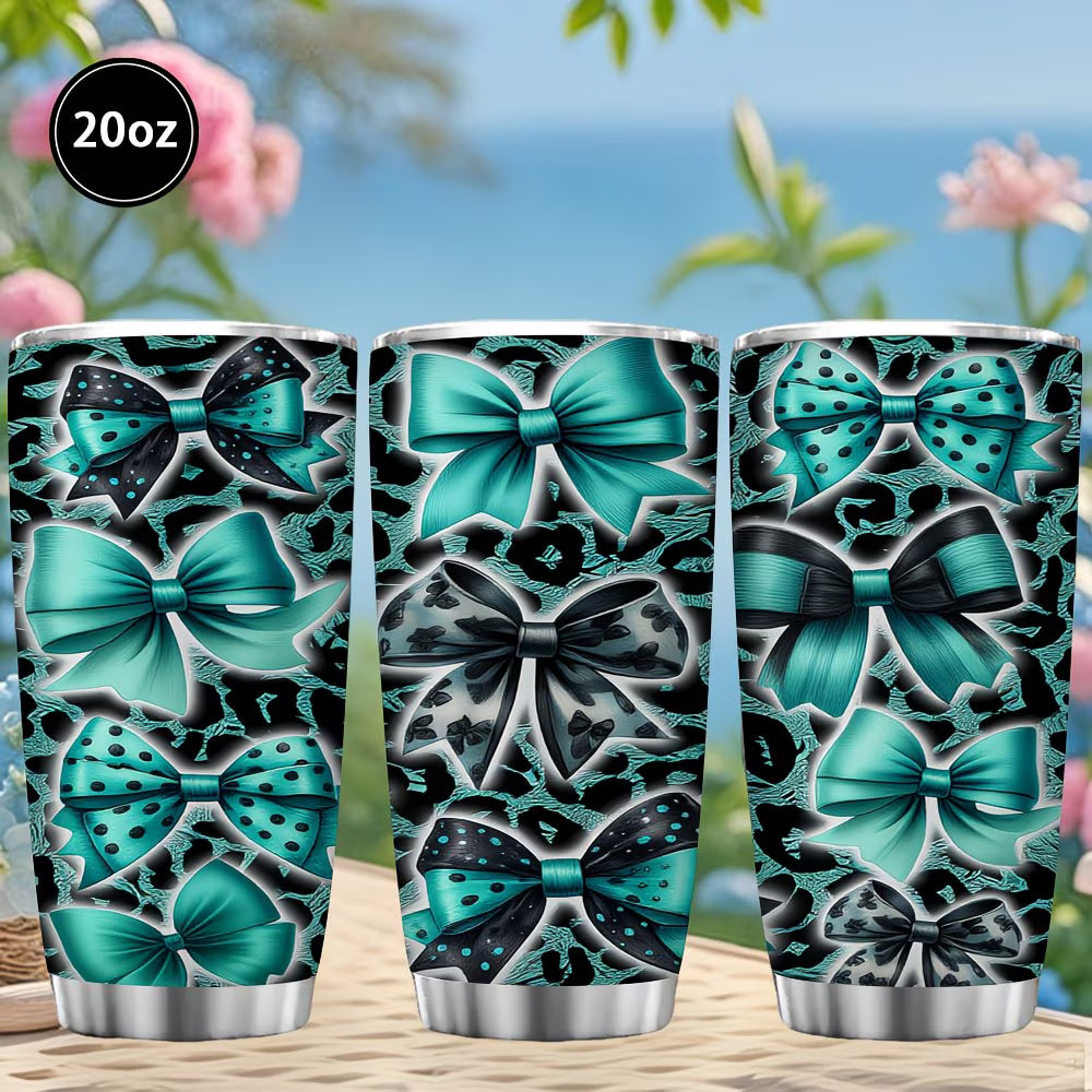 Teal and Black Bow Pattern 20 OZ Tumbler