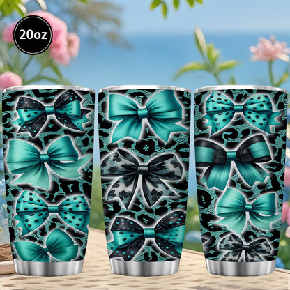 Teal and Black Bow Pattern 20 OZ Tumbler