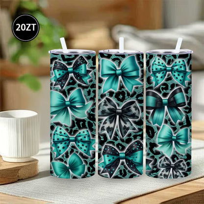 Teal and Black Bow Pattern 20 OZ Tumbler