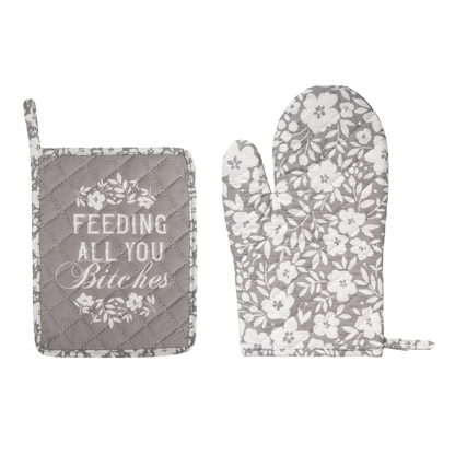 Feed Bitches Pot Holder & Oven Mitt S/2
