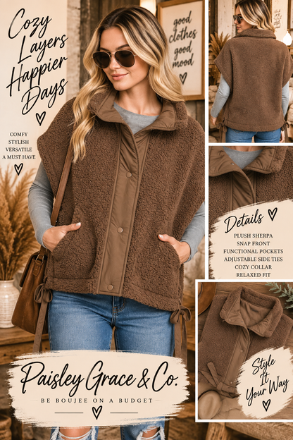 Teddy Brown Sherpa Oversized Vest