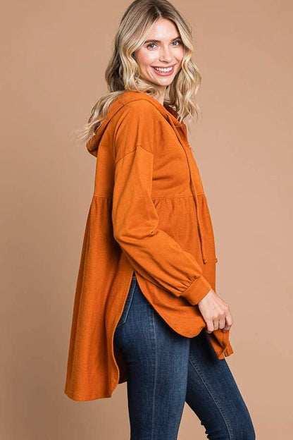 OVERSIZED RUCHING HOODIE TOP