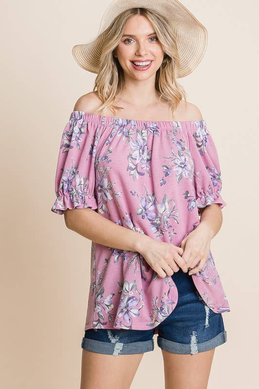 Plus Size Floral Off Shoulder Top