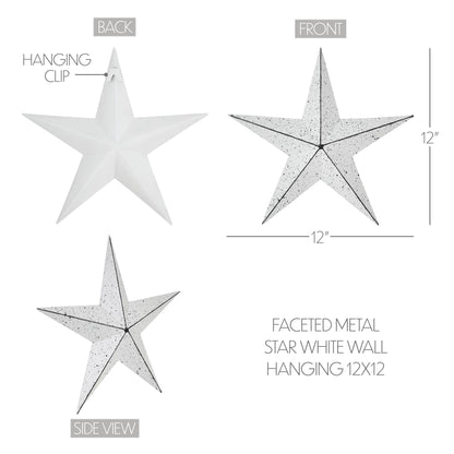 Metal Star Speckled White Distressed 12x12