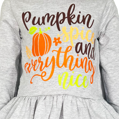 Girls Autumn Graphic Pumpkin Shirt & Floral Leggings Outfit
