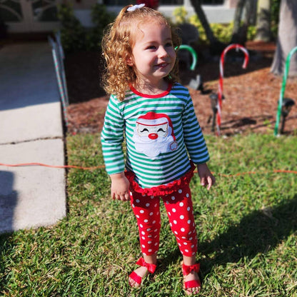 Girls Christmas Santa Tunic & Red Pants Holiday clothing set