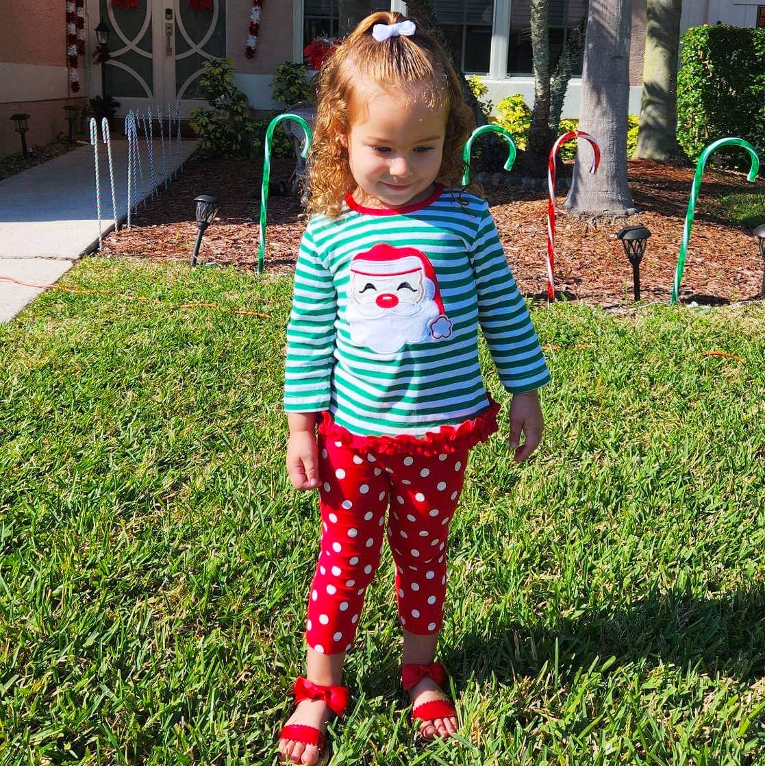 Girls Christmas Santa Tunic & Red Pants Holiday clothing set