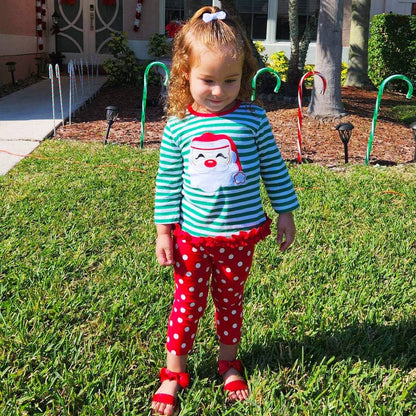 Girls Christmas Santa Tunic & Red Pants Holiday clothing set