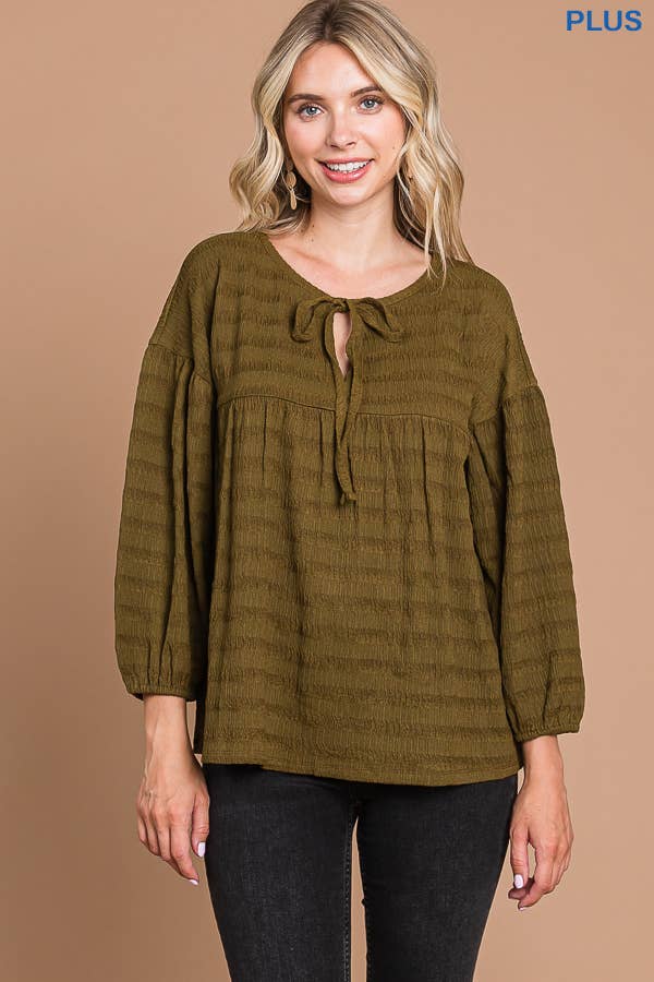 Plus Size DRAW STRING PEASANT BLOUSE