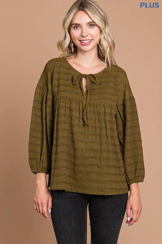 Plus Size DRAW STRING PEASANT BLOUSE