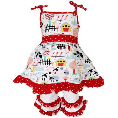 AnnLoren Girls Farm Animals Dress & Shorts Boutique Clothing