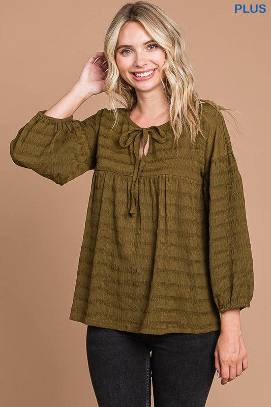Plus Size DRAW STRING PEASANT BLOUSE